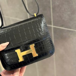 Túi Xách Hermes Constance Like Auth Nữ Vân Da Cá Sấu Khoá Vàng 18cm (2)