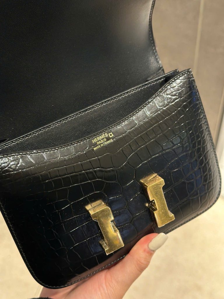 Túi Xách Hermes Constance Like Auth Nữ Vân Da Cá Sấu Khoá Vàng 18cm (2)