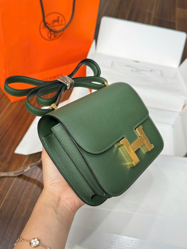 Túi Xách Hermes Constance Nữ Màu Xanh Rêu Like Auth 18cm (2)