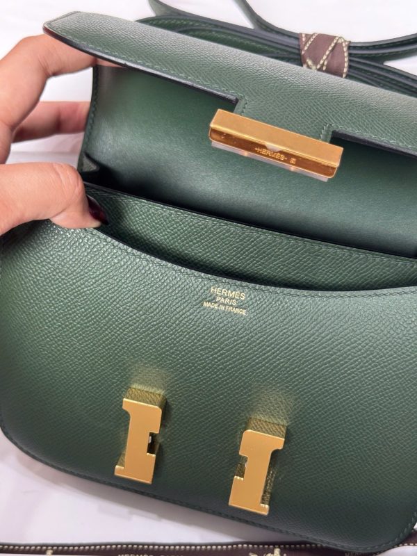 Túi Xách Hermes Constance Nữ Màu Xanh Rêu Like Auth 18cm (2)