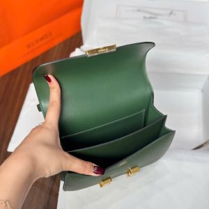 Túi Xách Hermes Constance Nữ Màu Xanh Rêu Like Auth 18cm (2)