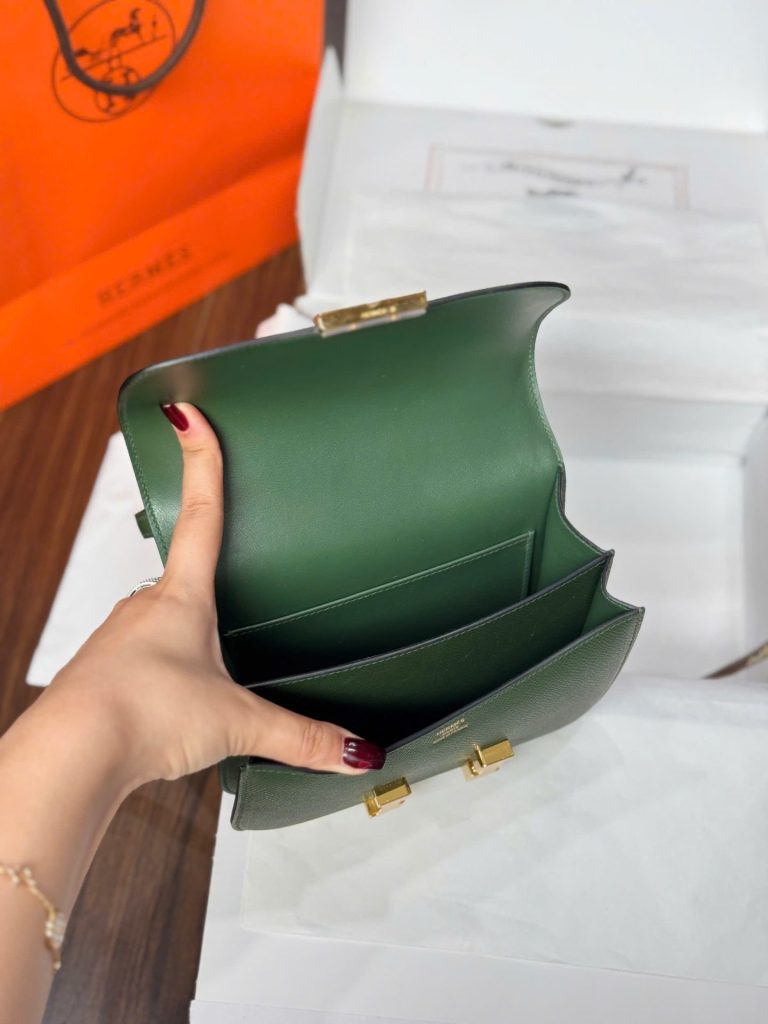 Túi Xách Hermes Constance Nữ Màu Xanh Rêu Like Auth 18cm (2)