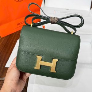 Túi Xách Hermes Constance Nữ Màu Xanh Rêu Like Auth 18cm (2)