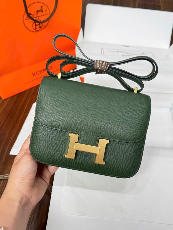 Túi Xách Hermes Constance Nữ Màu Xanh Rêu Like Auth 18cm (2)