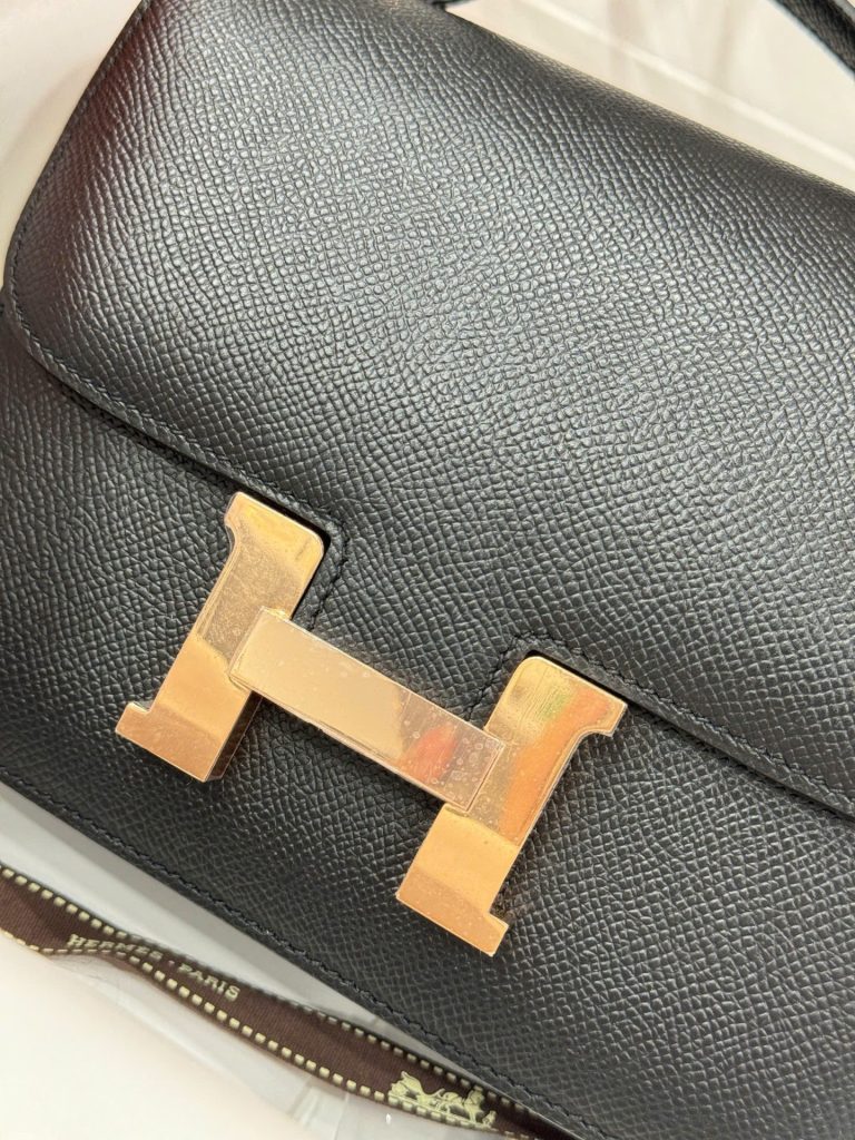 Túi Xách Hermes Constance Replica 11 Nữ Màu Đen Khoá Vàng 18cm (2)