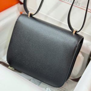 Túi Xách Hermes Constance Replica 11 Nữ Màu Đen Khoá Vàng 18cm (2)