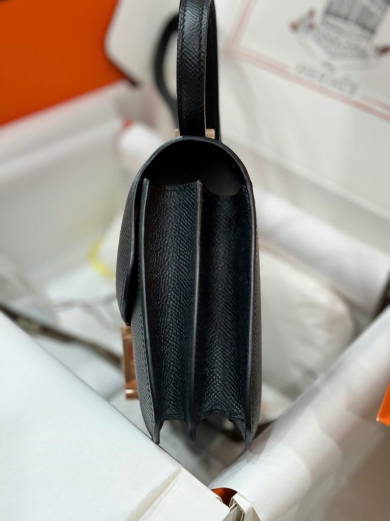 Túi Xách Hermes Constance Replica 11 Nữ Màu Đen Khoá Vàng 18cm (2)