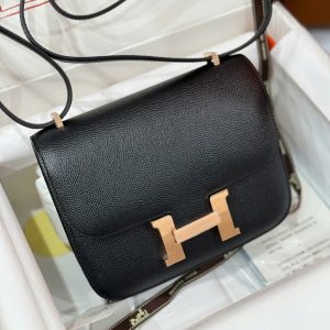 Túi Xách Hermes Constance Replica 11 Nữ Màu Đen Khoá Vàng 18cm (2)