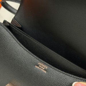 Túi Xách Hermes Constance Replica 11 Nữ Màu Đen Khoá Vàng 18cm (2)