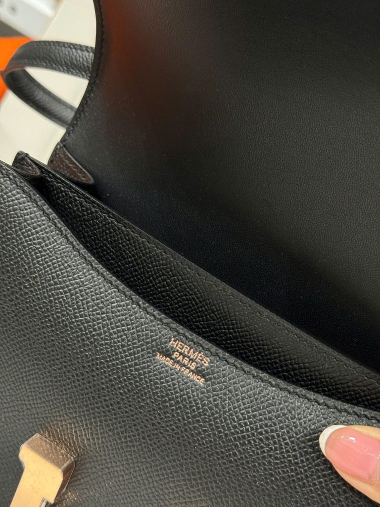 Túi Xách Hermes Constance Replica 11 Nữ Màu Đen Khoá Vàng 18cm (2)