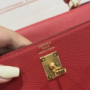 Túi Xách Hermes Kelly Like Auth Nữ Màu Đỏ Khoá Vàng 25cm (2)