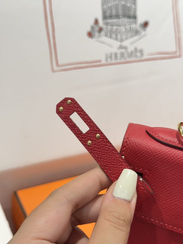 Túi Xách Hermes Kelly Like Auth Nữ Màu Đỏ Khoá Vàng 25cm (2)