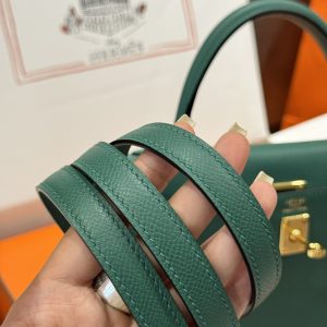 Túi Xách Hermes Kelly Like Auth Nữ Màu Xanh Lá Cây Khoá Vàng 25cm (2)