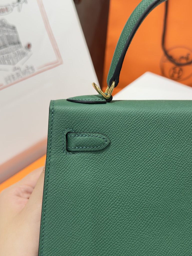 Túi Xách Hermes Kelly Like Auth Nữ Màu Xanh Lá Cây Khoá Vàng 25cm (2)