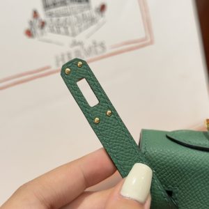 Túi Xách Hermes Kelly Like Auth Nữ Màu Xanh Lá Cây Khoá Vàng 25cm (2)