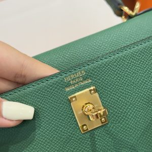 Túi Xách Hermes Kelly Like Auth Nữ Màu Xanh Lá Cây Khoá Vàng 25cm (2)