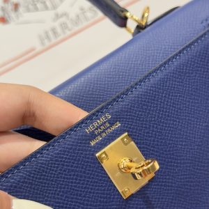 Túi Xách Hermes Kelly Nữ Like Auth Màu Xanh Than Khoá Vàng 25cm (2)