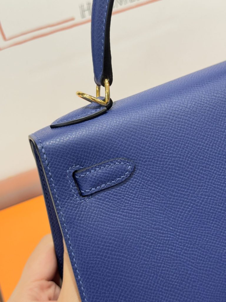 Túi Xách Hermes Kelly Nữ Like Auth Màu Xanh Than Khoá Vàng 25cm (2)