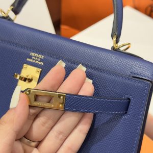 Túi Xách Hermes Kelly Nữ Like Auth Màu Xanh Than Khoá Vàng 25cm (2)