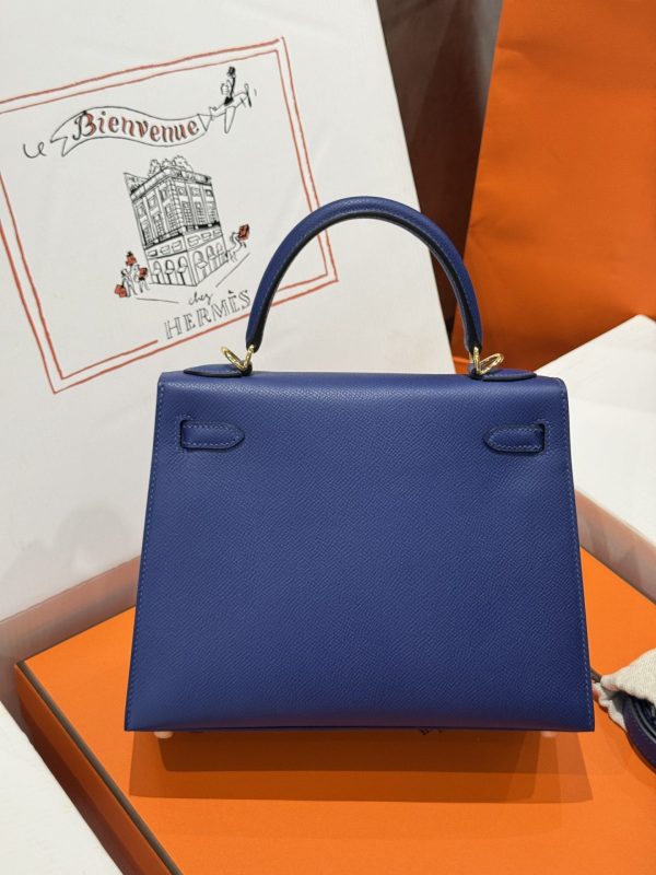 Túi Xách Hermes Kelly Nữ Like Auth Màu Xanh Than Khoá Vàng 25cm (2)