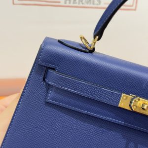 Túi Xách Hermes Kelly Nữ Like Auth Màu Xanh Than Khoá Vàng 25cm (2)