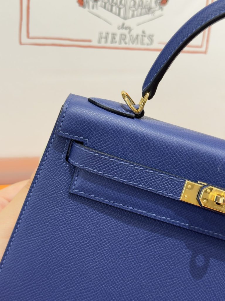 Túi Xách Hermes Kelly Nữ Like Auth Màu Xanh Than Khoá Vàng 25cm (2)