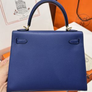 Túi Xách Hermes Kelly Nữ Like Auth Màu Xanh Than Khoá Vàng 25cm (2)