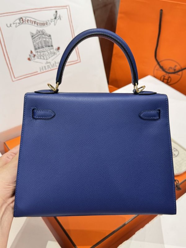 Túi Xách Hermes Kelly Nữ Like Auth Màu Xanh Than Khoá Vàng 25cm (2)