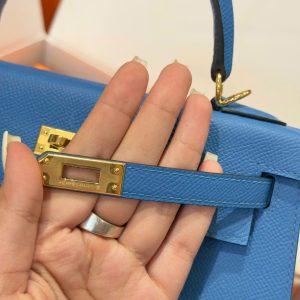 Túi Xách Hermes Kelly Nữ Màu Xanh Dương Khoá Vàng Like Auth 25cm (2)