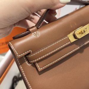 Túi Xách Hermes Kelly Pochette Like Auth Nữ Màu Nâu 20x16x10cm (1)