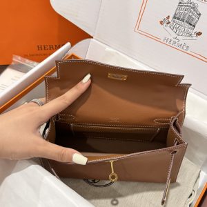 Túi Xách Hermes Kelly Pochette Like Auth Nữ Màu Nâu 20x16x10cm (1)