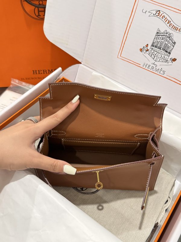 Túi Xách Hermes Kelly Pochette Like Auth Nữ Màu Nâu 20x16x10cm (1)