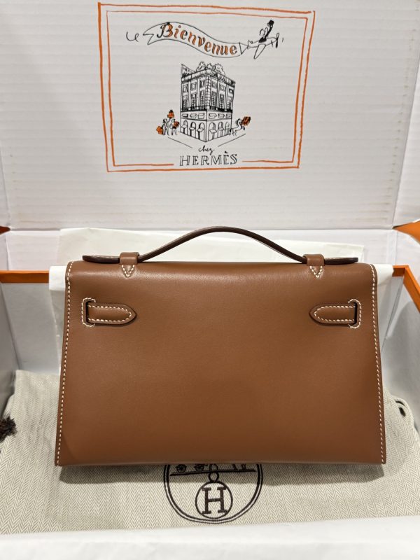 Túi Xách Hermes Kelly Pochette Like Auth Nữ Màu Nâu 20x16x10cm (1)