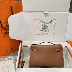 Túi Xách Hermes Kelly Pochette Like Auth Nữ Màu Nâu 20x16x10cm (1)