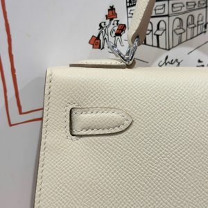 Túi Xách Hermes Kelly Rep 11 Cao Cấp Nữ Màu Trắng Kem Khoá Trắng 25cm (2)