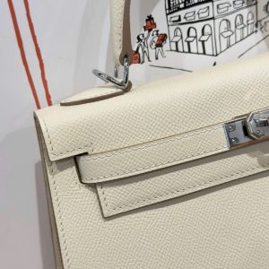 Túi Xách Hermes Kelly Rep 11 Cao Cấp Nữ Màu Trắng Kem Khoá Trắng 25cm (2)