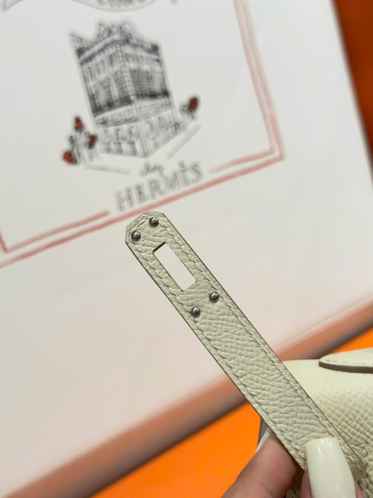 Túi Xách Hermes Kelly Rep 11 Cao Cấp Nữ Màu Trắng Kem Khoá Trắng 25cm (2)