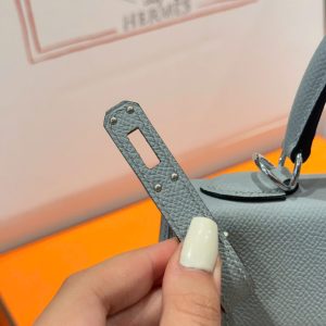 Túi Xách Hermes Kelly Replica 11 Nữ Màu Xám Khoá Trắng 25cm (2)