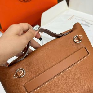 Túi Xách Hermes Mini Evercolor Replica 11 Màu Nâu Khoá Trắng 21cm (2)