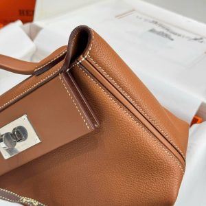 Túi Xách Hermes Mini Evercolor Replica 11 Màu Nâu Khoá Trắng 21cm (2)