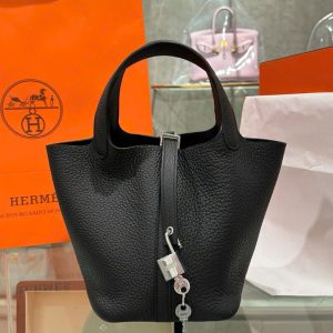 Túi Xách Hermes Picotin Like Auth Nữ Màu Đen 18cm (2)