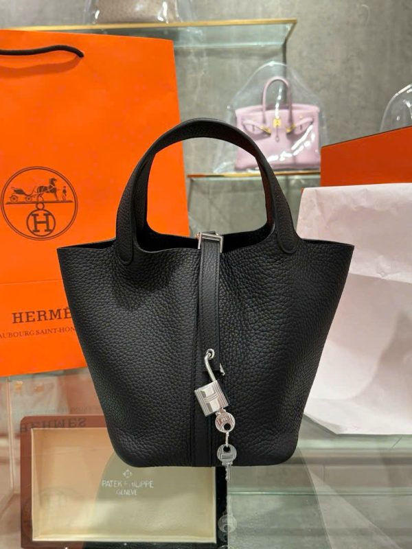 Túi Xách Hermes Picotin Like Auth Nữ Màu Đen 18cm (2)