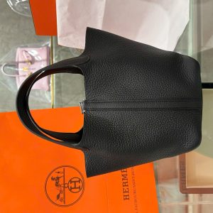 Túi Xách Hermes Picotin Like Auth Nữ Màu Đen 18cm (2)