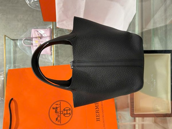 Túi Xách Hermes Picotin Like Auth Nữ Màu Đen 18cm (2)