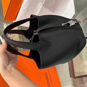 Túi Xách Hermes Picotin Like Auth Nữ Màu Đen 18cm (2)