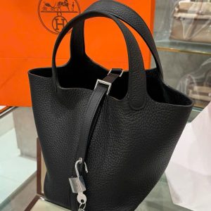 Túi Xách Hermes Picotin Like Auth Nữ Màu Đen 18cm (2)