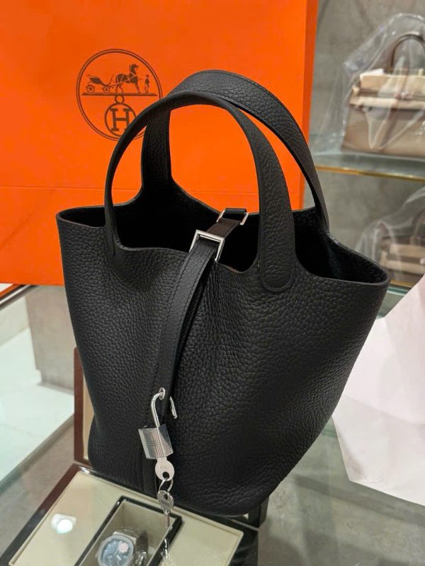 Túi Xách Hermes Picotin Like Auth Nữ Màu Đen 18cm (2)