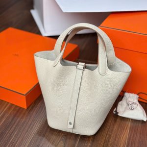 Túi Xách Hermes Picotin Like Auth Nữ Màu Trắng 18cm (2)