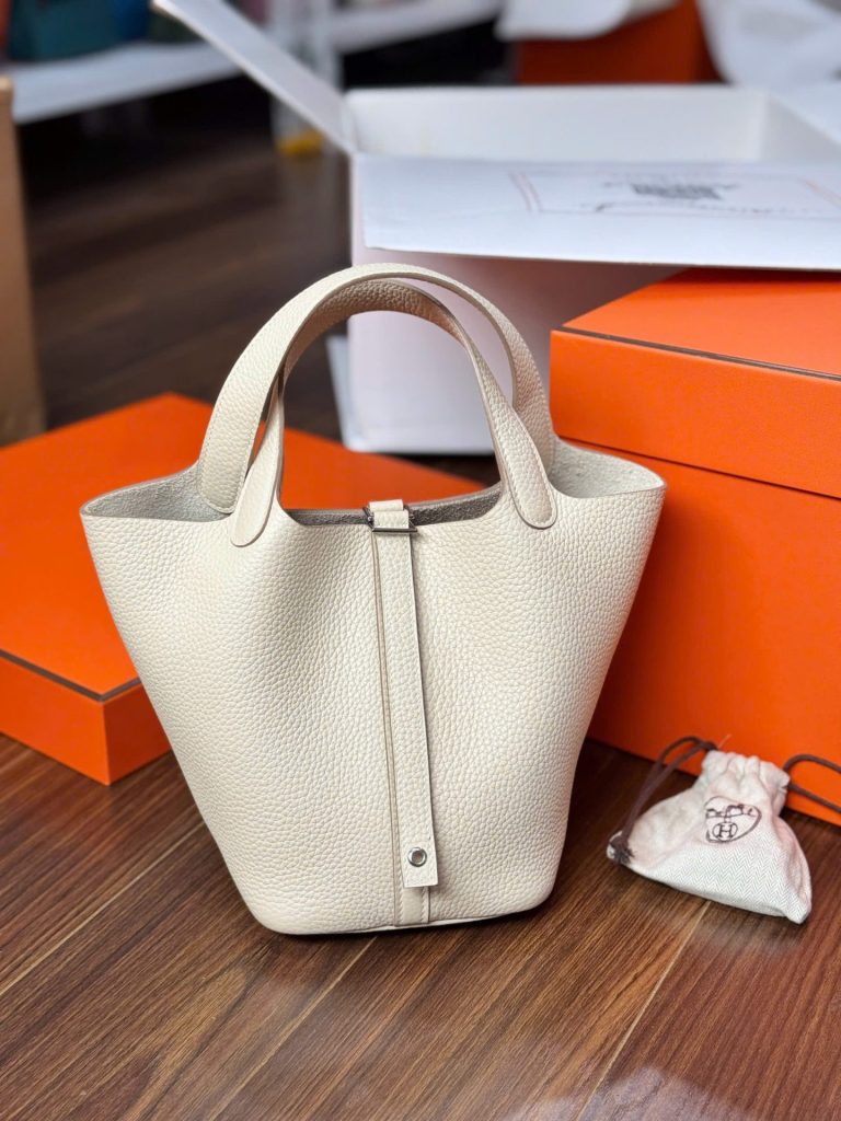 Túi Xách Hermes Picotin Like Auth Nữ Màu Trắng 18cm (2)