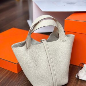 Túi Xách Hermes Picotin Like Auth Nữ Màu Trắng 18cm (2)